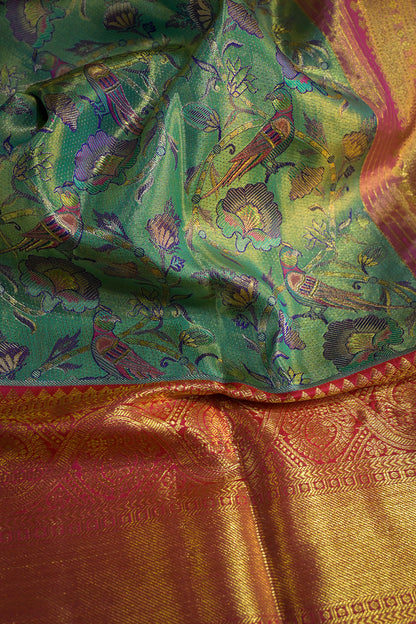 Kanjivaram Woven Meenakari Jari Jaal Tissue