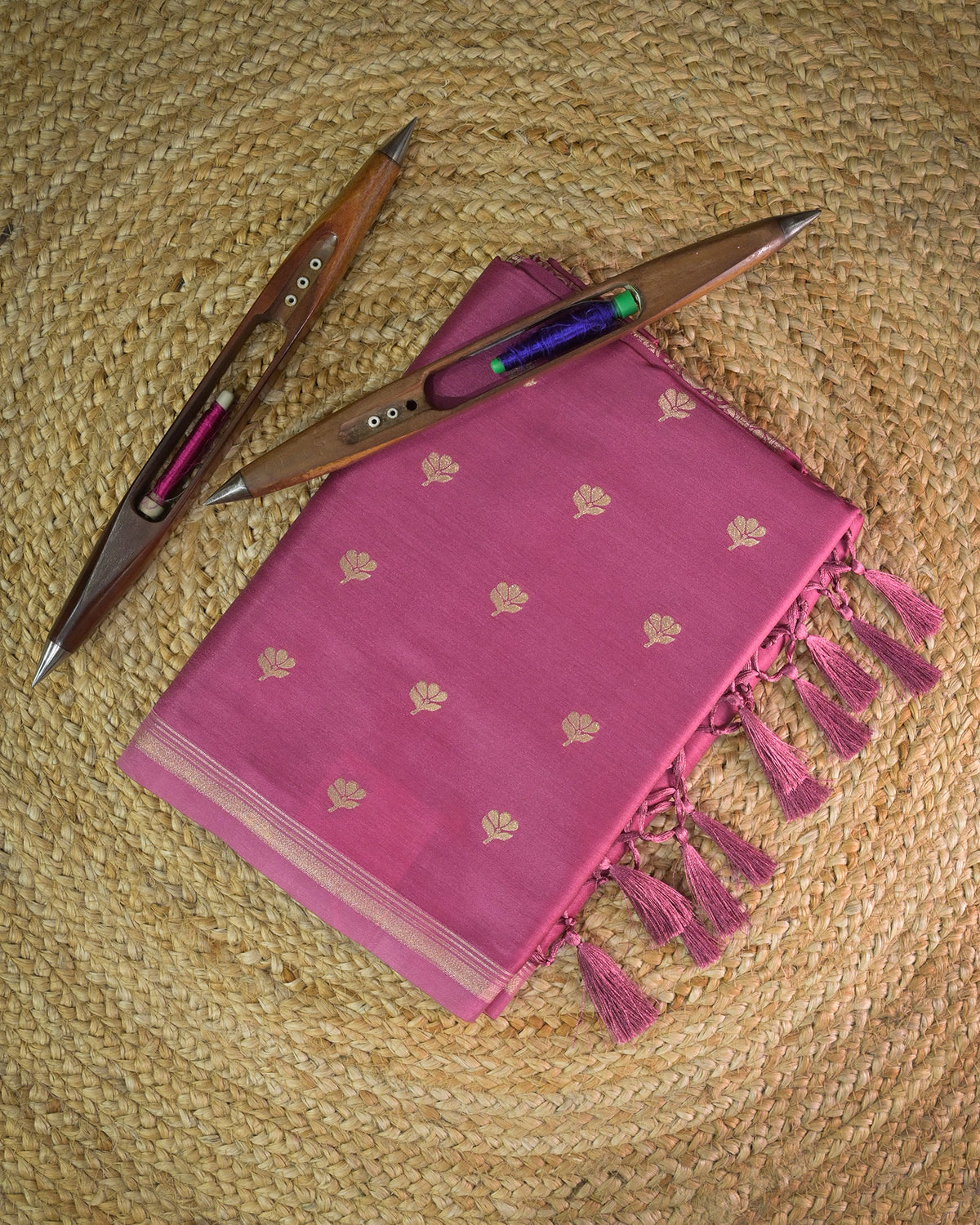 Lavender pink Semi Silk Gajji Silk