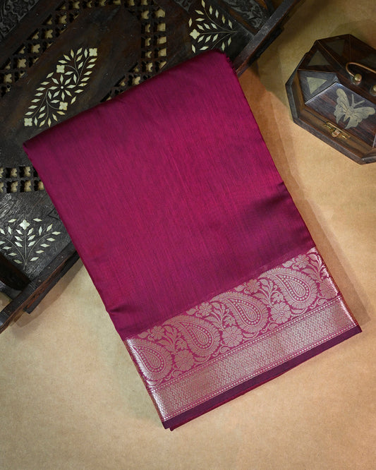 Purple Cotton/Linen Saree – Woven Plain Body with Rich Pallu