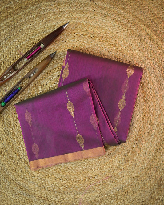 Magenta Silk Chanderi Saree with Handloom Lining Chanderi