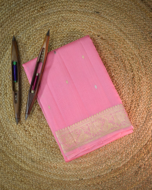 Peach Pink Kora Silk Saree