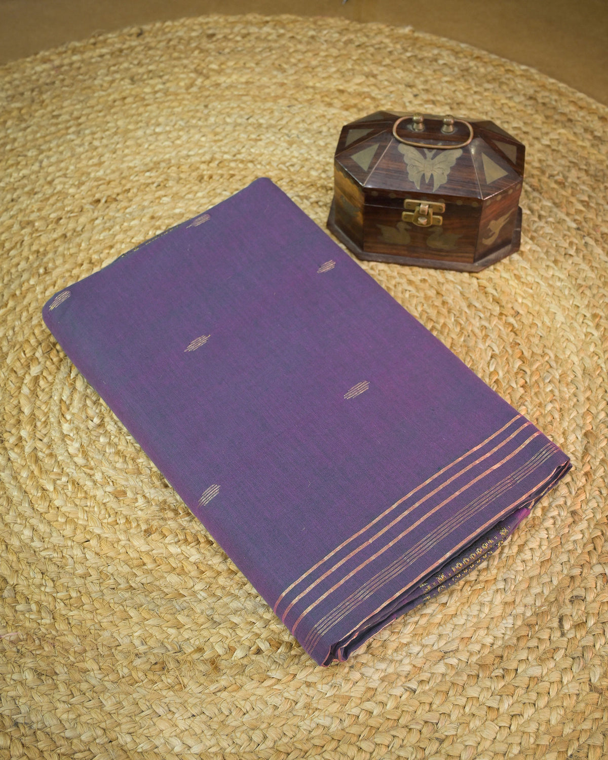 Lavender purple Handloom Cotton Paithani Saree with Heavy Zari Pallu