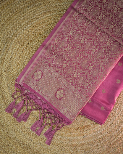 Lavender pink Semi Silk Gajji Silk