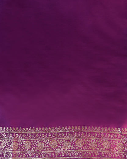 Lavender Banarasi Silk Saree with Purple Contrast & Woven Chunri Buttis