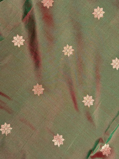 Cross Greenish Brown Kalanjali Pure Silk Paithani Saree