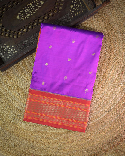 Cross Magenta Silk Paithanis
