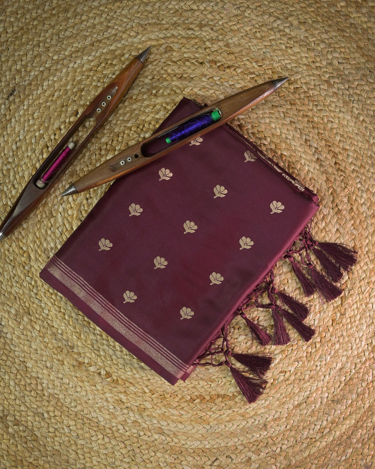 Maroon Semi Silk Gajji Silk