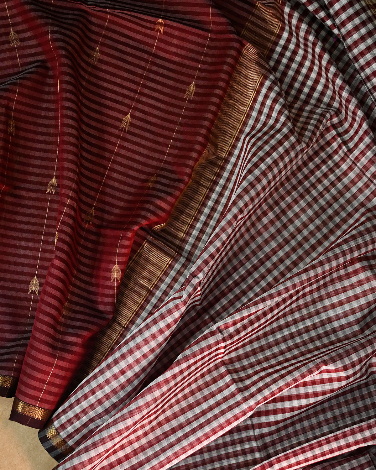 Coffee Brown Maheshwari Silk Saree