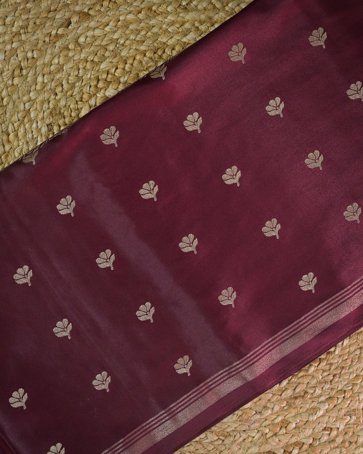 Maroon Semi Silk Gajji Silk