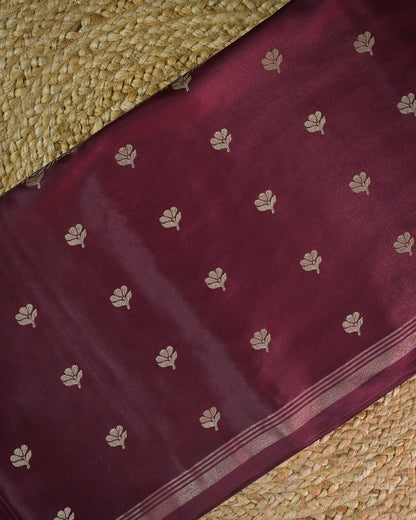 Maroon Semi Silk Gajji Silk