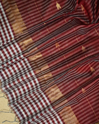 Coffee Brown Maheshwari Silk Saree