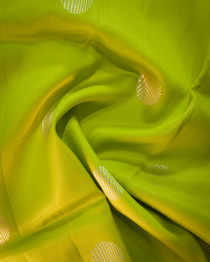 Parrot Green Kora Silk Saree