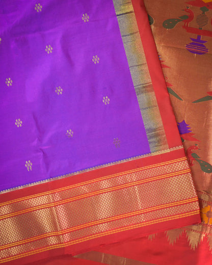 Cross Magenta Silk Paithanis