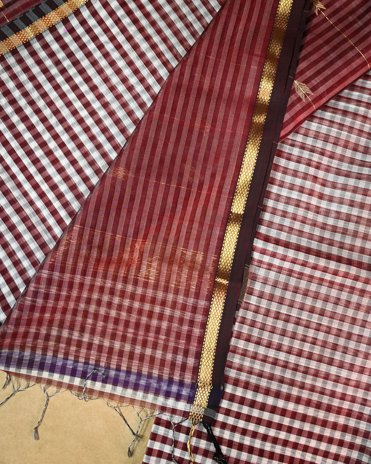 Coffee Brown Maheshwari Silk Saree