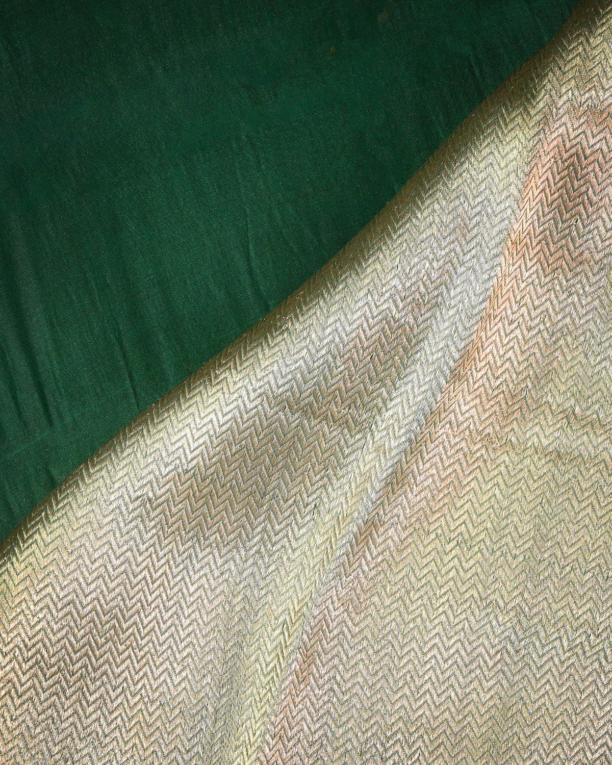 Bottle Green Pure Banarasi Kora Silk Saree with Chunri Buttis