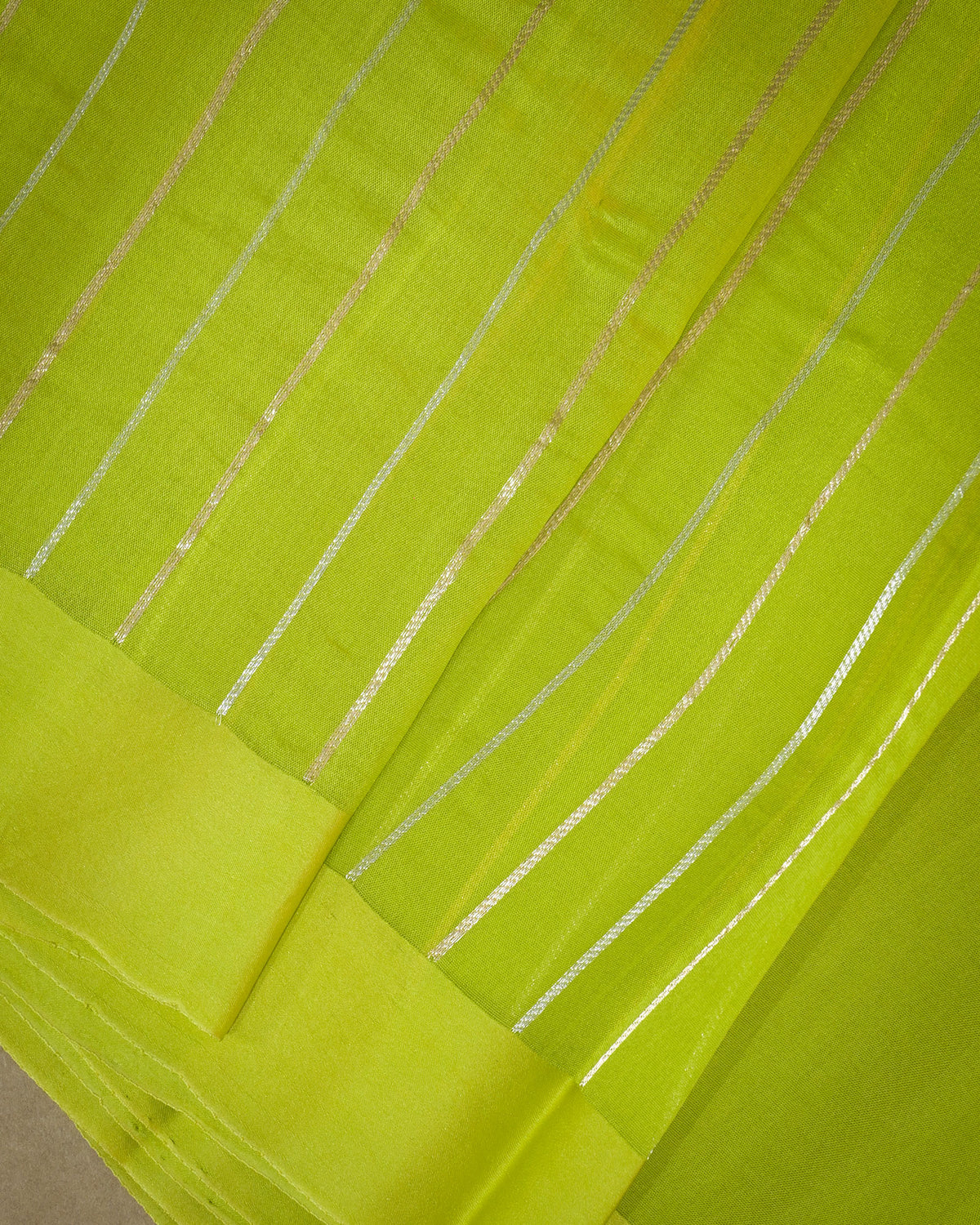 Parrot Green Kora Silk Saree