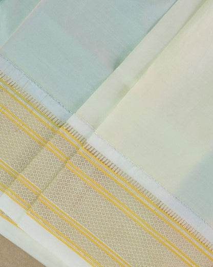 Cross morepanki blue Silk Paithani Woven paithani with white contrast