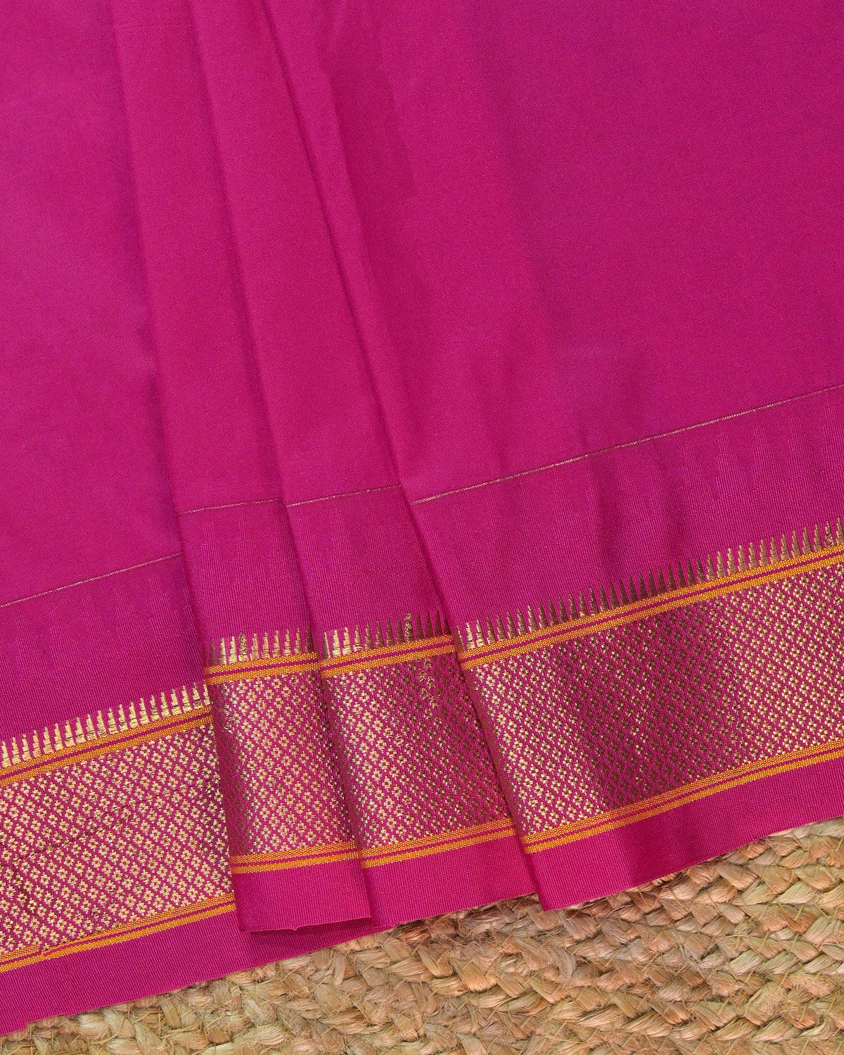 Peacock Blue Semi Paithani Silk Saree with Pink Contrast & Woven Chunri Buttis