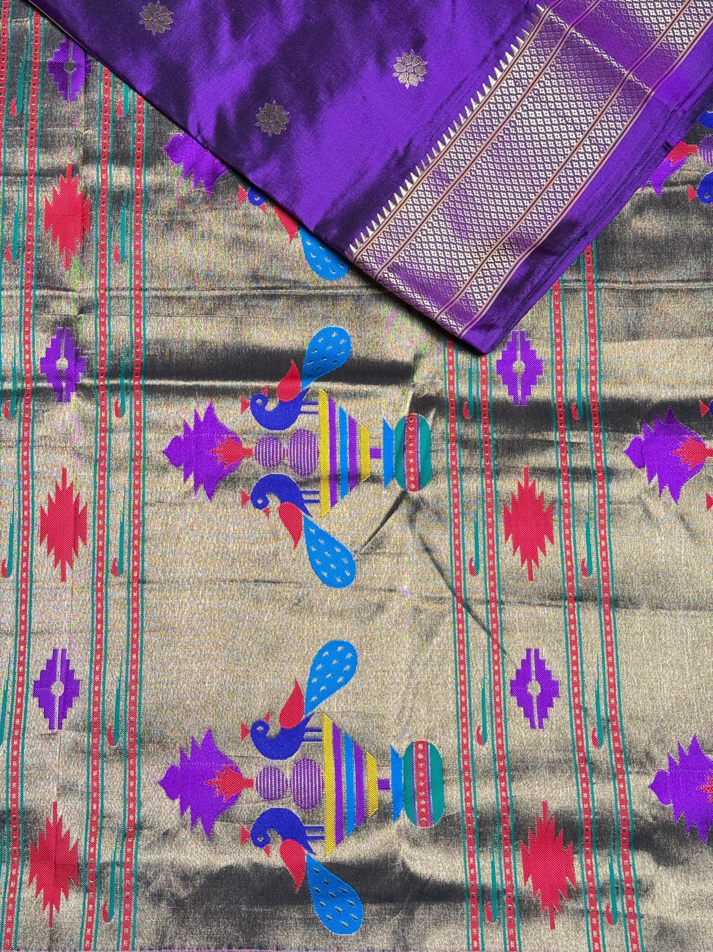 Purple Kalanjali Pure Silk Paithani Saree
