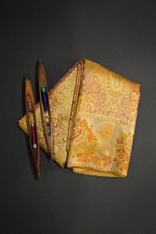 Kanjivaram Woven Meenakari Jaal With Floral Jari Border