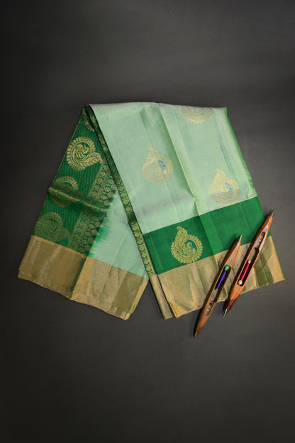 Soft Silk Woven Jari Motifs With Double Border