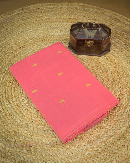 Pink Handloom Cotton Paithani Saree with Heavy Zari Pallu