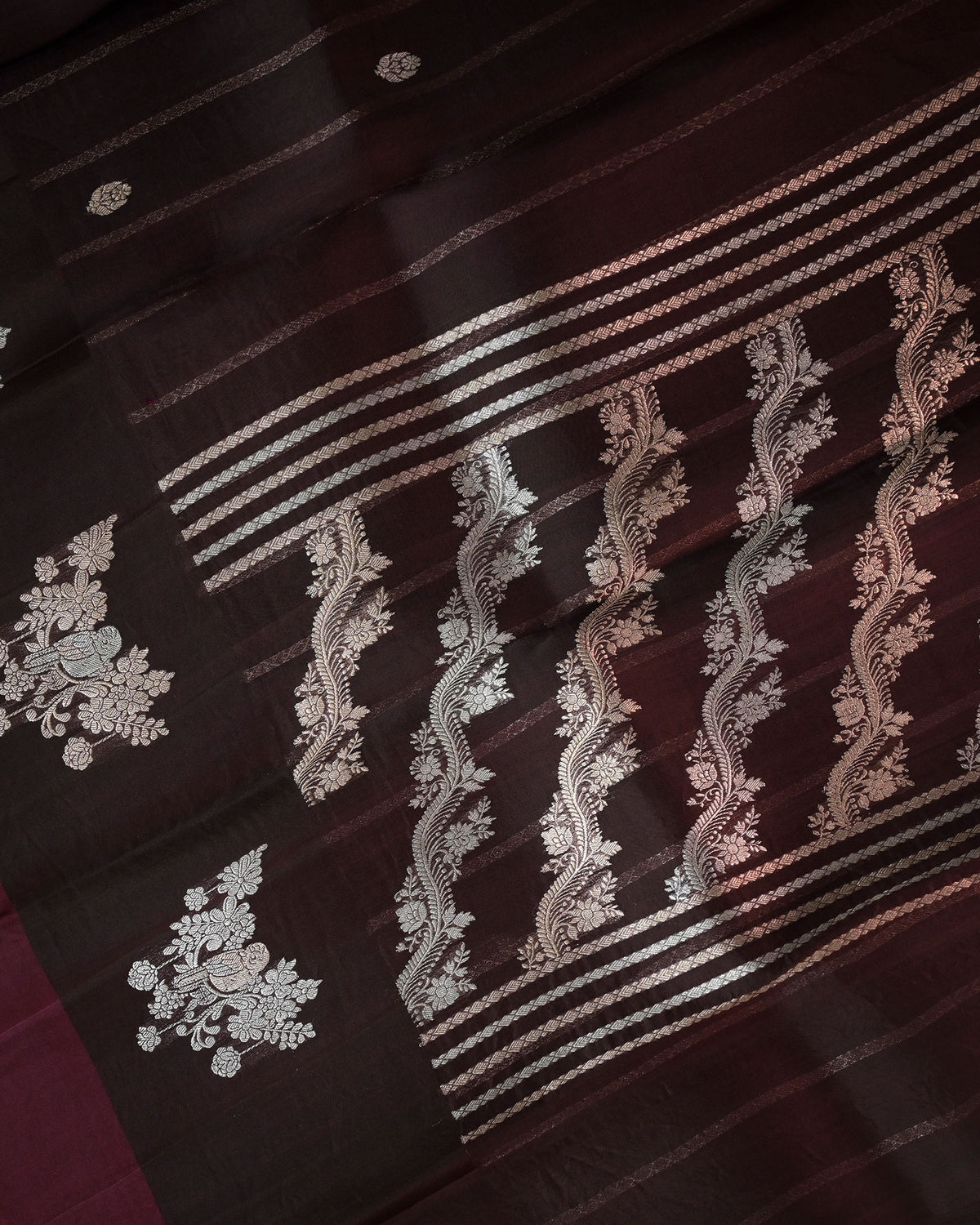 Maroon Kora Silk Saree