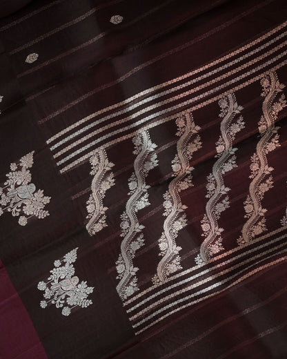 Maroon Kora Silk Saree