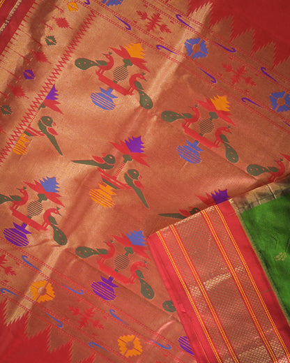 Olive green Silk Paithanis