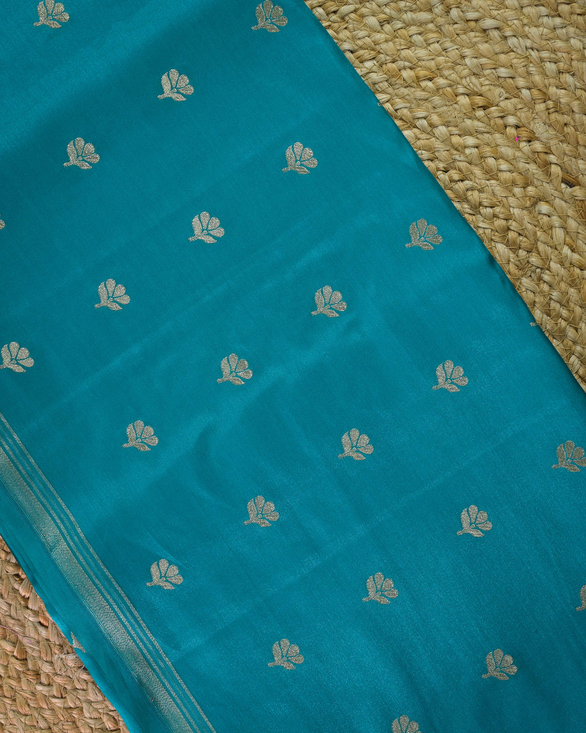 Teal blue Semi Silk Gajji Silk
