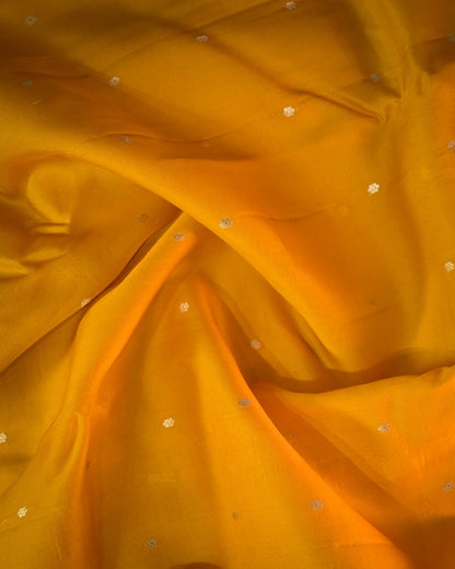 Yellow Pure Banarasi Kora Silk Saree with Chunri Buttis