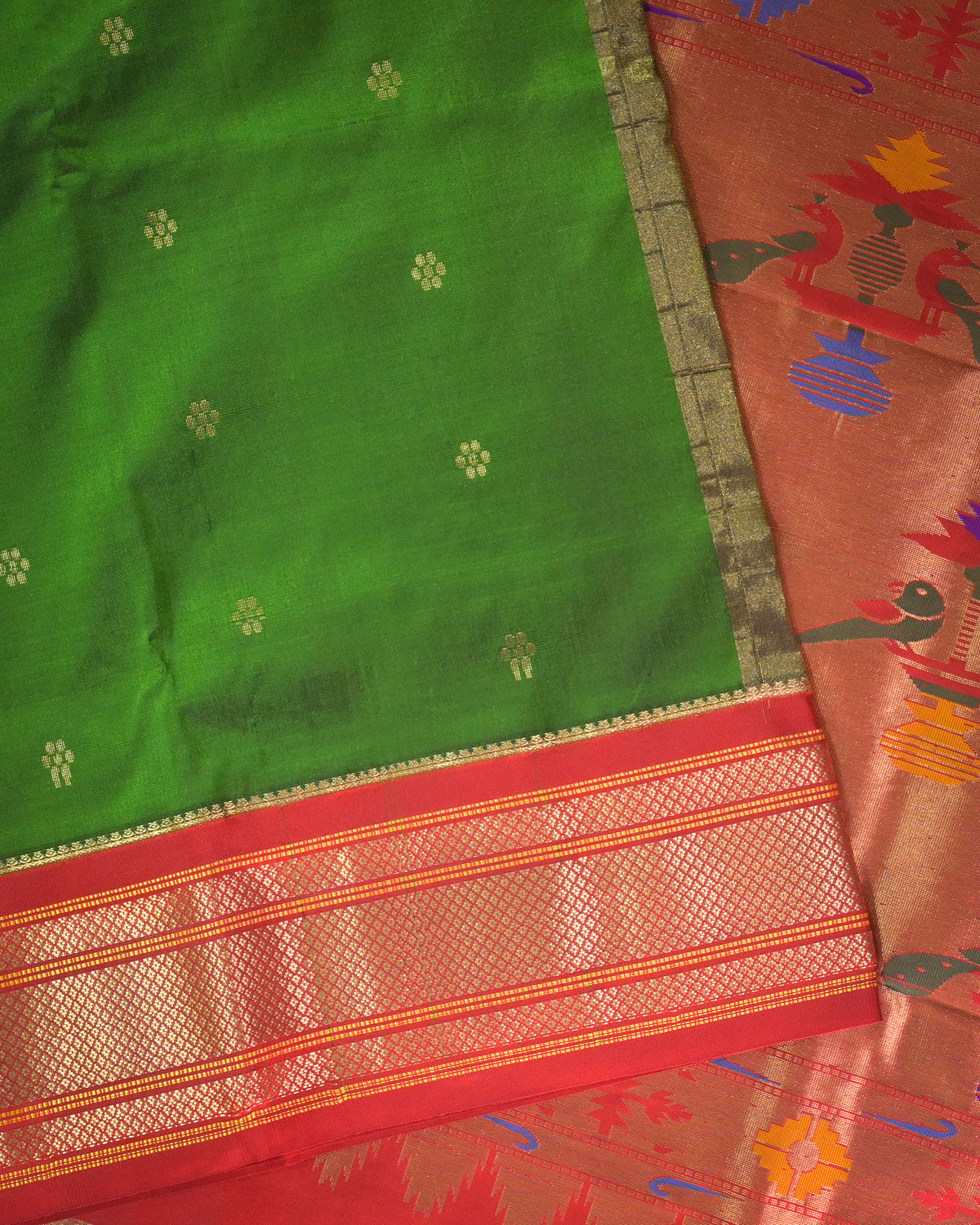Olive green Silk Paithanis