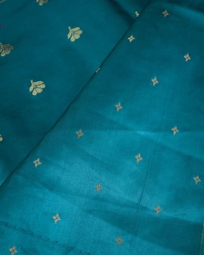 Teal blue Semi Silk Gajji Silk