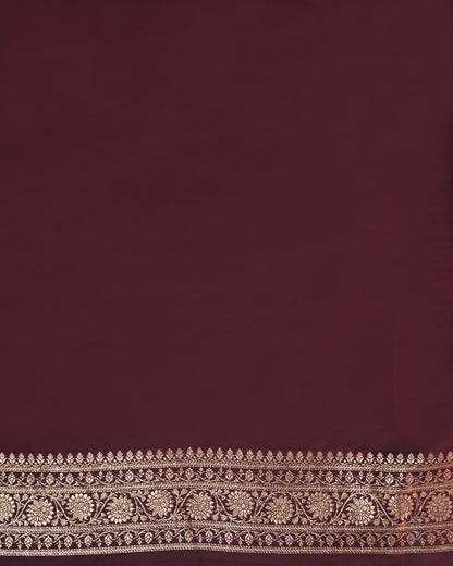 Beige Banarasi Silk Saree with Maroon Contrast & Woven Chunri Buttis