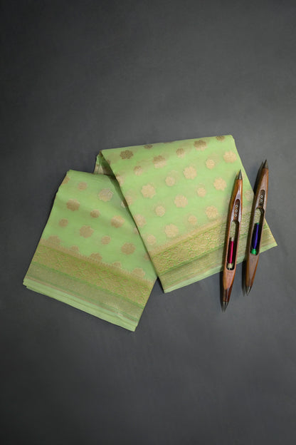 Organza Woven Jari Motifs With Self Matching