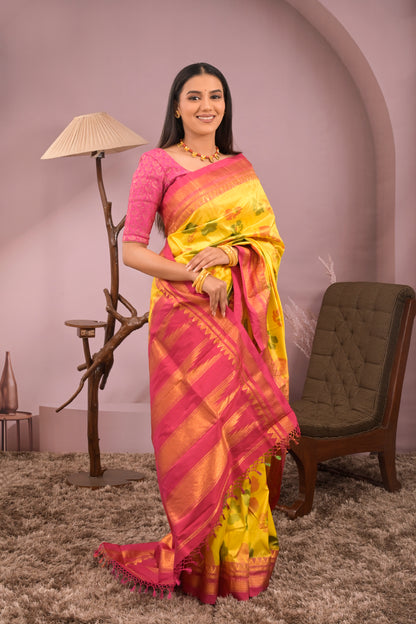 Kolhapuri Ilkal Woven Tie and Dye Ikkat