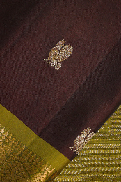Soft Silk Woven Peacock Jari Motifs With Parrot Green Contrast
