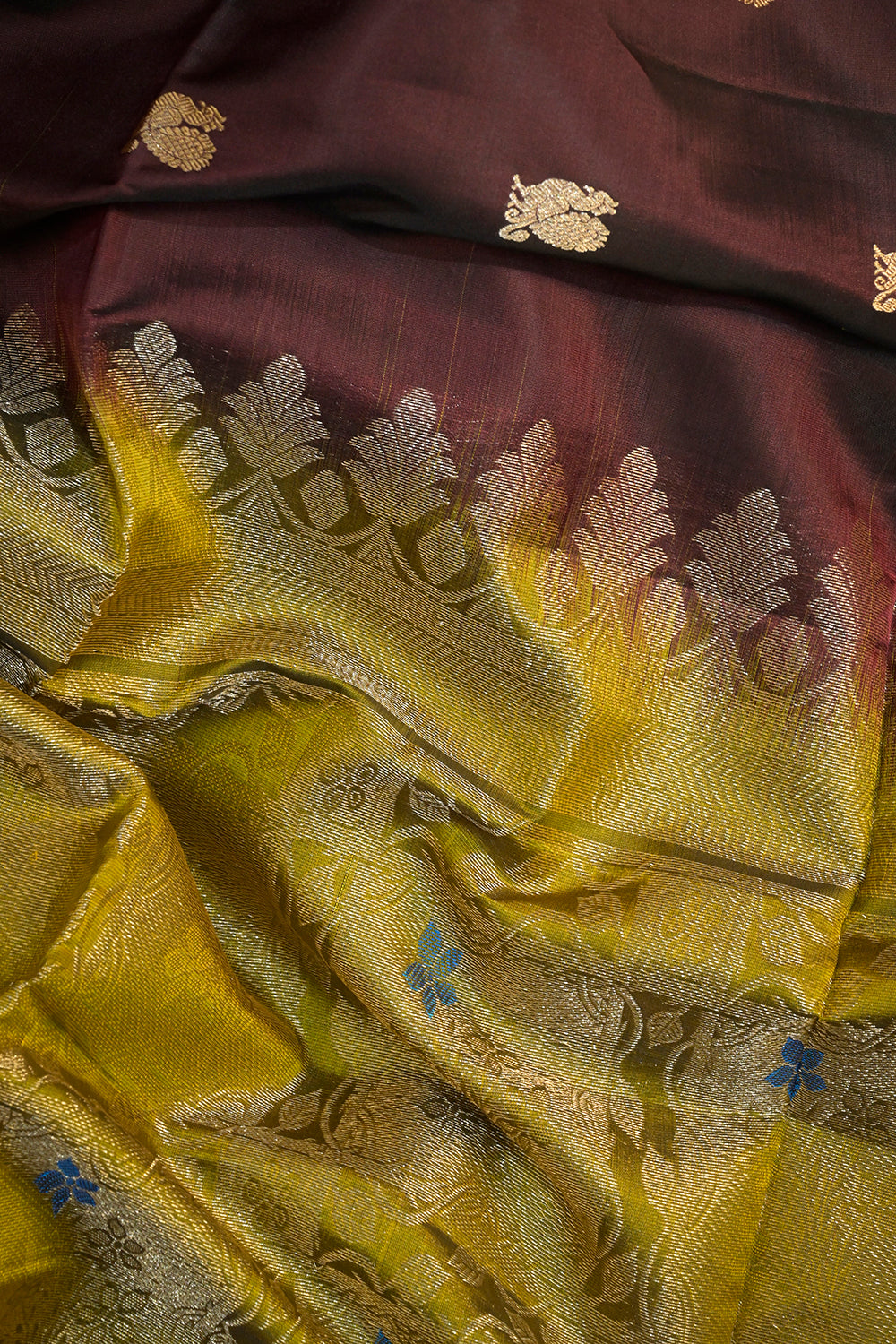 Soft Silk Woven Peacock Jari Motifs With Parrot Green Contrast