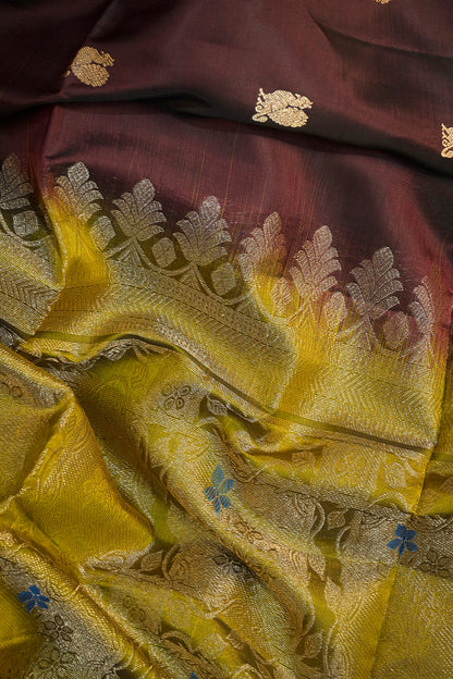 Soft Silk Woven Peacock Jari Motifs With Parrot Green Contrast