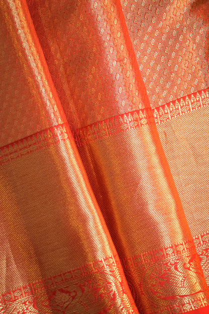 Kanjivaram Woven Peacock Jari Motifs Jaal