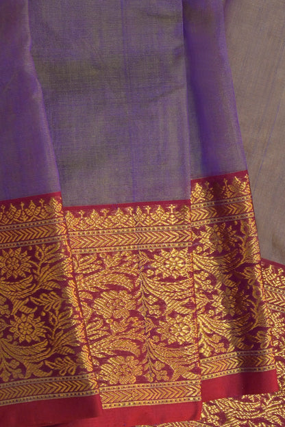 Chanderi Woven Jari Motifs With Red Contrast