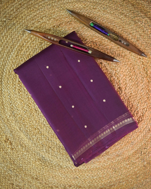 Magenta Pure Banarasi Kora Silk Saree with Chunri Buttis