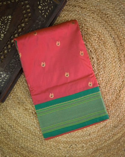 Cross Rani Silk Paithani Woven paithani with green contrast