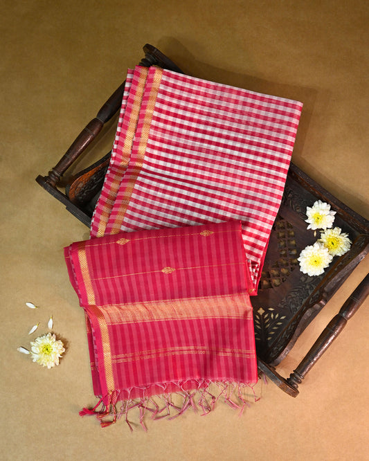 Rani pink Maheshwari Silk Saree