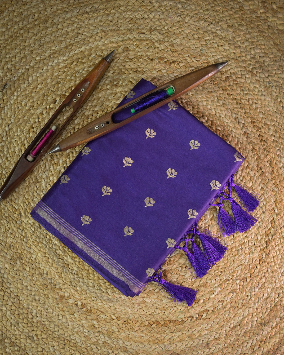 Purple Semi Silk Gajji Silk