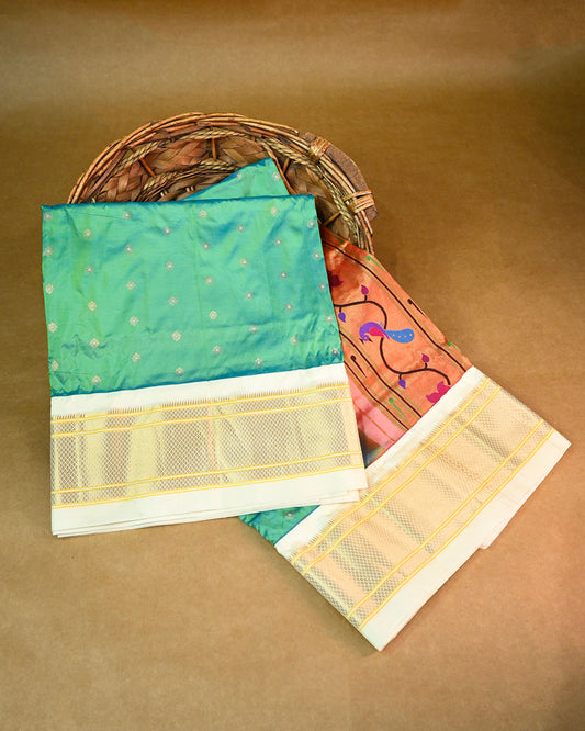 Pista Green Pure Silk Kadiyal Paithani Saree