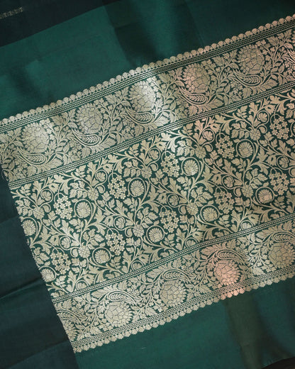 Bottle Green Kora Silk Saree