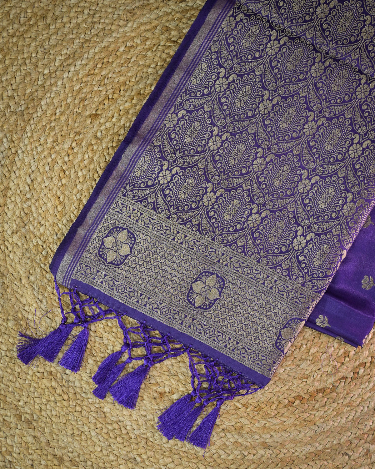Purple Semi Silk Gajji Silk