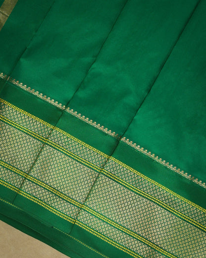 Purple Silk Paithanis Woven paithani with green contrast