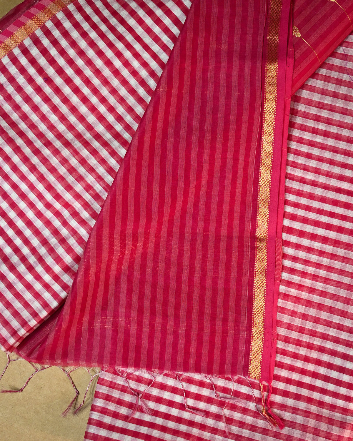 Rani pink Maheshwari Silk Saree